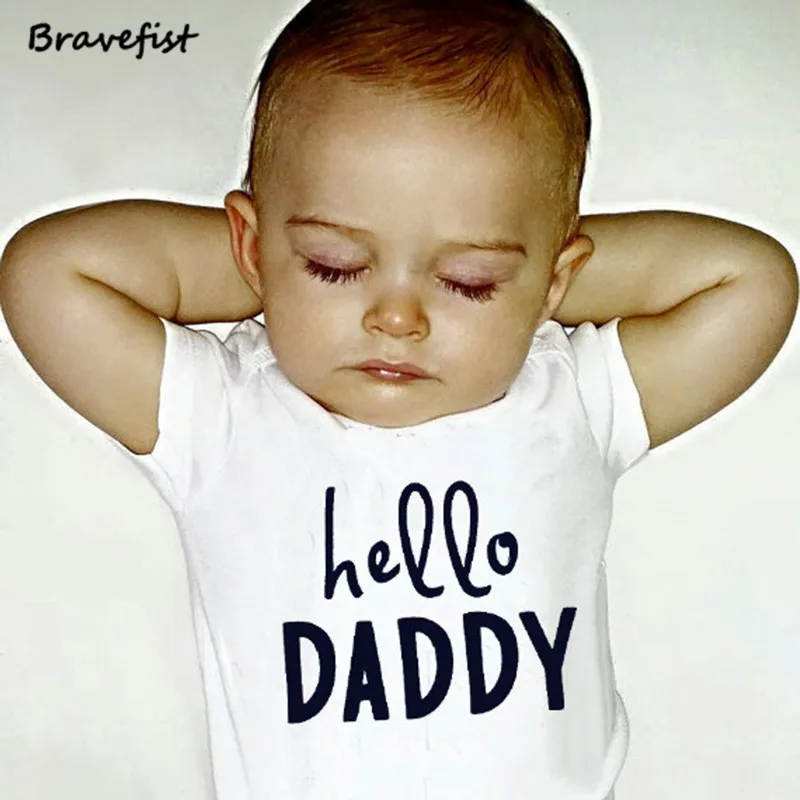 Hello Daddy Letters Newborn Bodyusits Cotton Summer Boys Girls Clothing 0-24Months Short Sleeve Kids Jumpsuits Hot Sale Outfits
Hello Daddy Letters Newborn Bodyusits Cotton Summer Boys Girls Clothing 0-24Months Short Sleeve Kids Jumpsuits Hot Sale Outfits