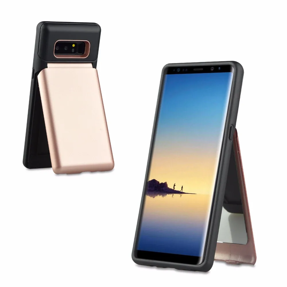 Для Samsung Galaxy Note 8 Скрытая держатель кредитной карты Слот Жесткий чехол с зеркалом