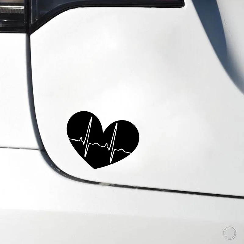 QYPF 15CM*11CM Pulse Heart Love Romance Vinyl Car Sticker Decal Black/Silver Decor Graphical C15-0661 | Автомобили и мотоциклы