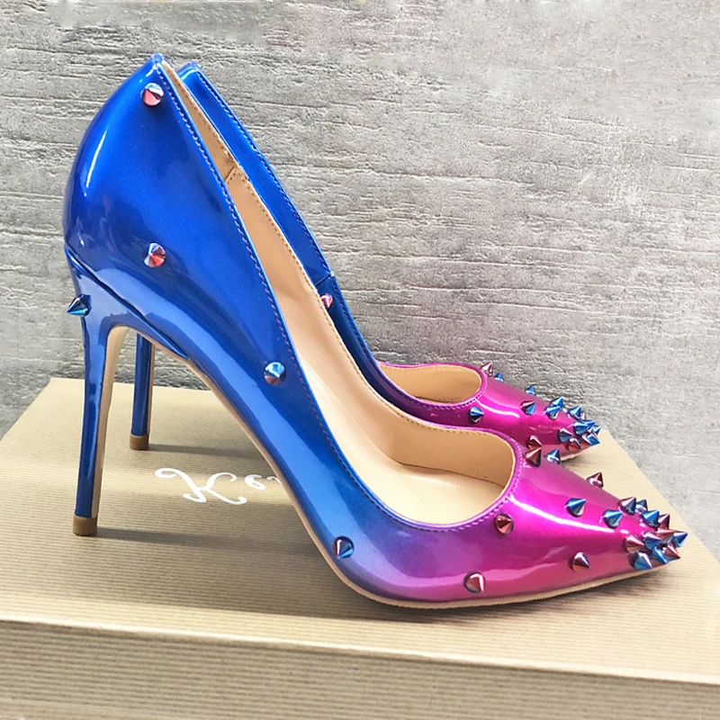 Fashion free shipping Women lady spikes Gradient Patent Leather Poined Toe Stiletto high heel pump HIGH-HEELED SHOE Wedding
Fashion free shipping Women lady spikes Gradient Patent Leather Poined Toe Stiletto high heel pump HIGH-HEELED SHOE Wedding