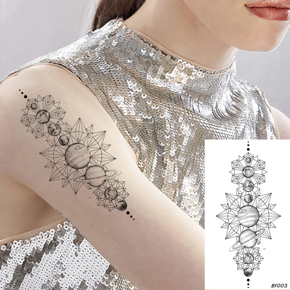 VANKIRS Black Geometric Planet Moon Chains Temporary Tattoo Kit Stickers Women Men Body Arm Ankle Tatto Custom Fake DIY Tattoo
VANKIRS Black Geometric Planet Moon Chains Temporary Tattoo Kit Stickers Women Men Body Arm Ankle Tatto Custom Fake DIY Tattoo