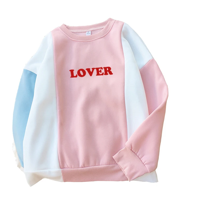 LOVER Letter Print Sweatshirt Women Autumn Harajuku Casual Raglan Spell Color Stitching Fleece Pullover Moletom Feminino Hoodies
LOVER Letter Print Sweatshirt Women Autumn Harajuku Casual Raglan Spell Color Stitching Fleece Pullover Moletom Feminino Hoodies