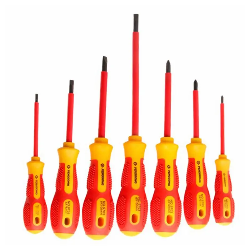 PENGGONG 7Pcs Insulated Screwdriver Set 1000V Phillips/Slotted Electrician Set Screwdriver Bits Voltage Magnetic CR-V Hand Tools
PENGGONG 7Pcs Insulated Screwdriver Set 1000V Phillips/Slotted Electrician Set Screwdriver Bits Voltage Magnetic CR-V Hand Tools