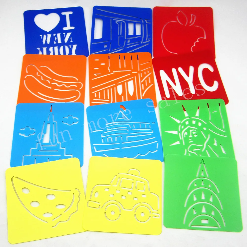 Трафареты NewYork для детей, 12 Дизайнов/комплект, шаблоны для рисования, пластиковые доски, Детские горячие игрушки для детей 128x128x0,6 мм
Трафареты NewYork для детей, 12 Дизайнов/комплект, шаблоны для рисования, пластиковые доски, Детские горячие игрушки для детей 128x128x0,6 мм