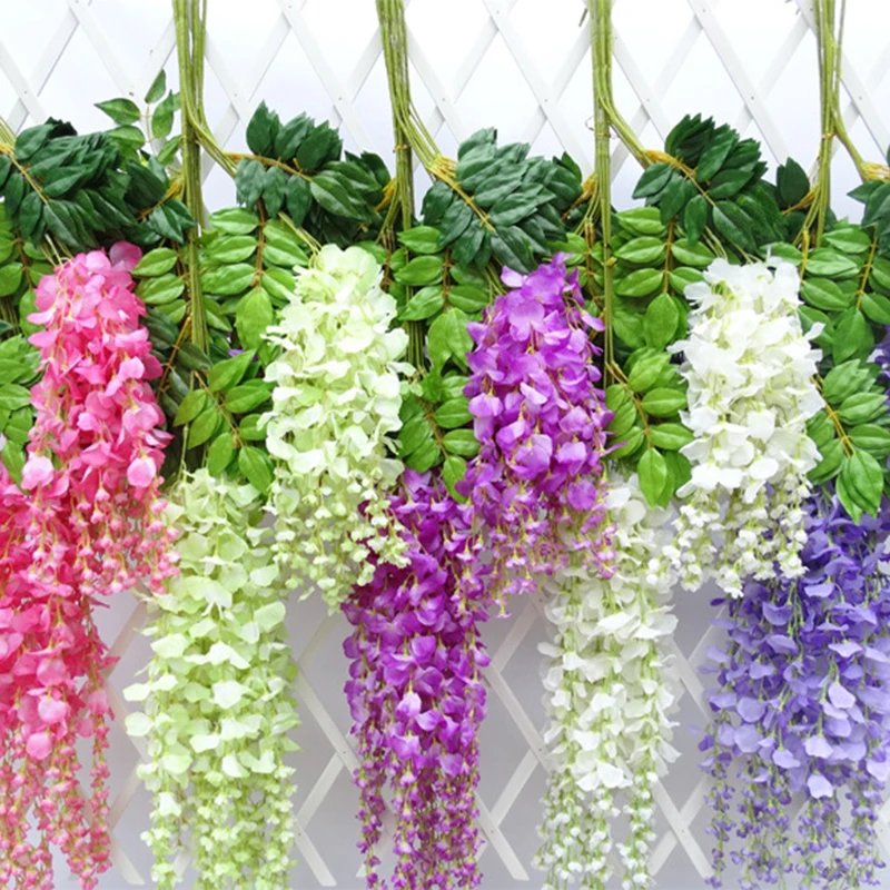 12pcs 110cm Artificial Flowers Fake Wisteria Hanging Plant Vine Wedding Party Home Garden Decoration Decoration Hanging Flower
12pcs 110cm Artificial Flowers Fake Wisteria Hanging Plant Vine Wedding Party Home Garden Decoration Decoration Hanging Flower