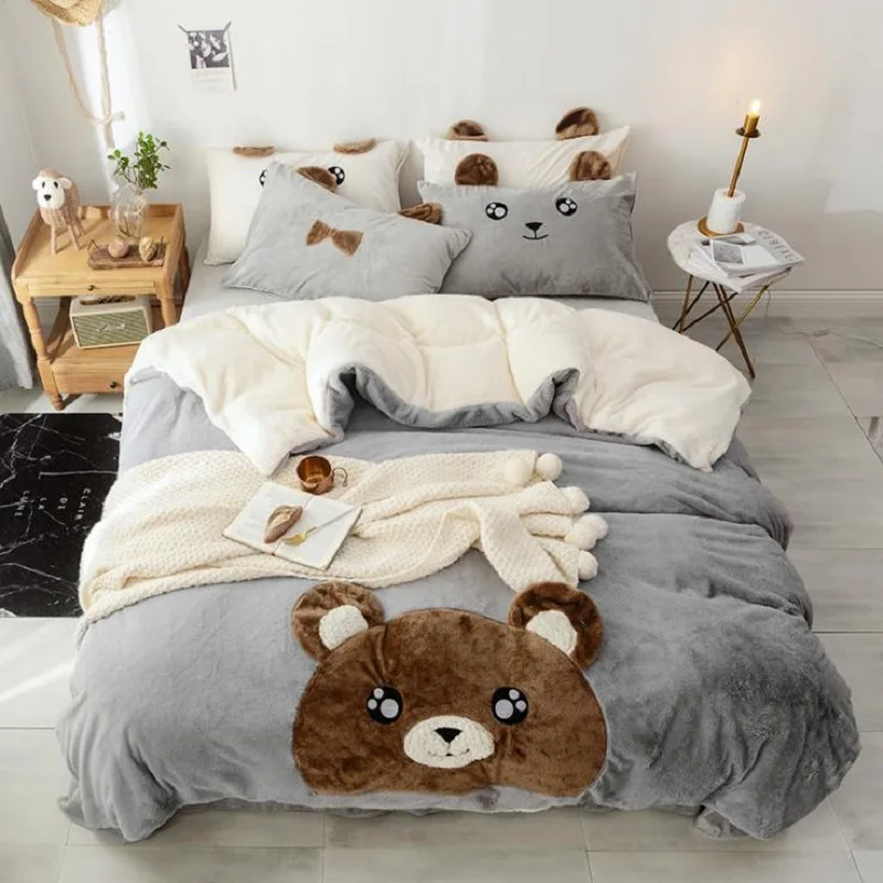 Crystal Velvet Bedding Set 3 4 Pcs Lovely Bear Duvet Cover Flat Bedsheet Bedskirt Fast Warm Fall Winter Flannel Bed Linen
Crystal Velvet Bedding Set 3 4 Pcs Lovely Bear Duvet Cover Flat Bedsheet Bedskirt Fast Warm Fall Winter Flannel Bed Linen