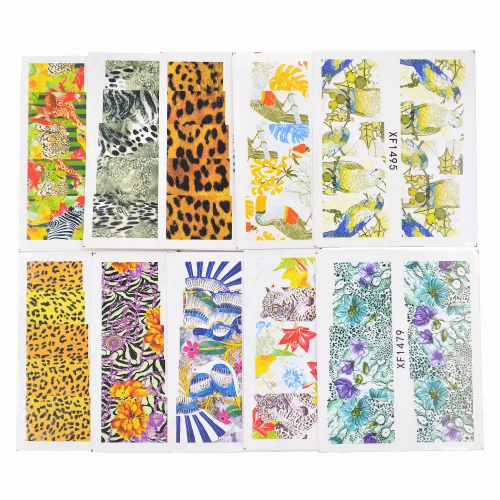 

50 Sheets Mixed Styles Watermark Leopard Animal Etc Stickers Nail Art Water Transfer Tips Decals Beauty Temporary Tattoos Tools