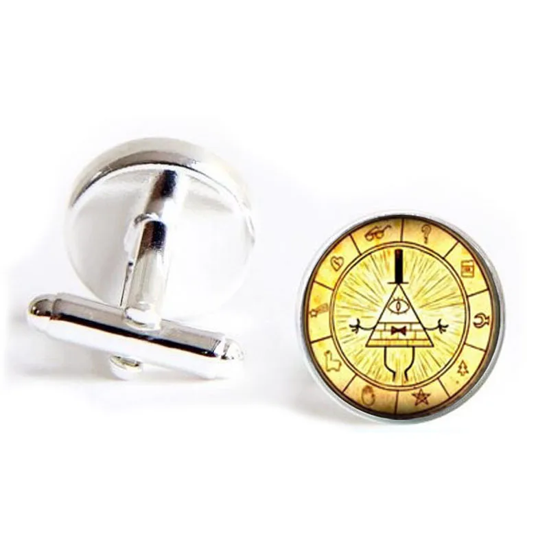 

Drama cartoon Mysteries BILL CIPHER WHEEL cufflinks 1Pair/lot mens Cuff Links Design Cuff Link cufflinks pendant jewelry