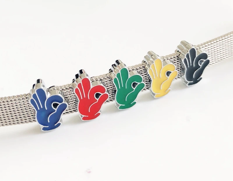50PCS 8MM Enamel Mixed color OK Slide Charms Beads Fit 8mm Collar Belts Bracelets Wristband DIY Accessory | Украшения и
