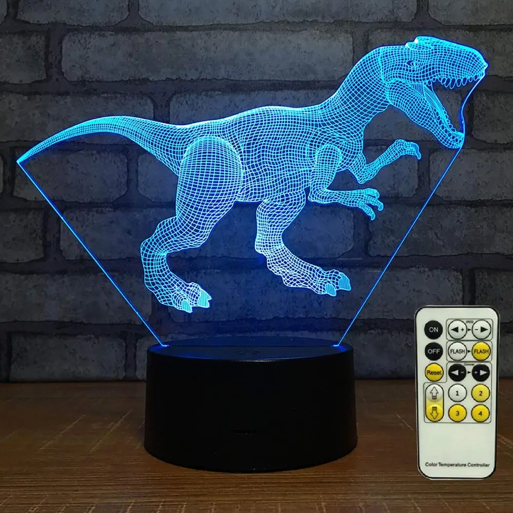 Dinosaur 3D LED Illusion Lamp 3D Optical Illusion Lights 7 color Multicolored USB Home Decoration Color Changeable Lamp For boys
Dinosaur 3D LED Illusion Lamp 3D Optical Illusion Lights 7 color Multicolored USB Home Decoration Color Changeable Lamp For boys