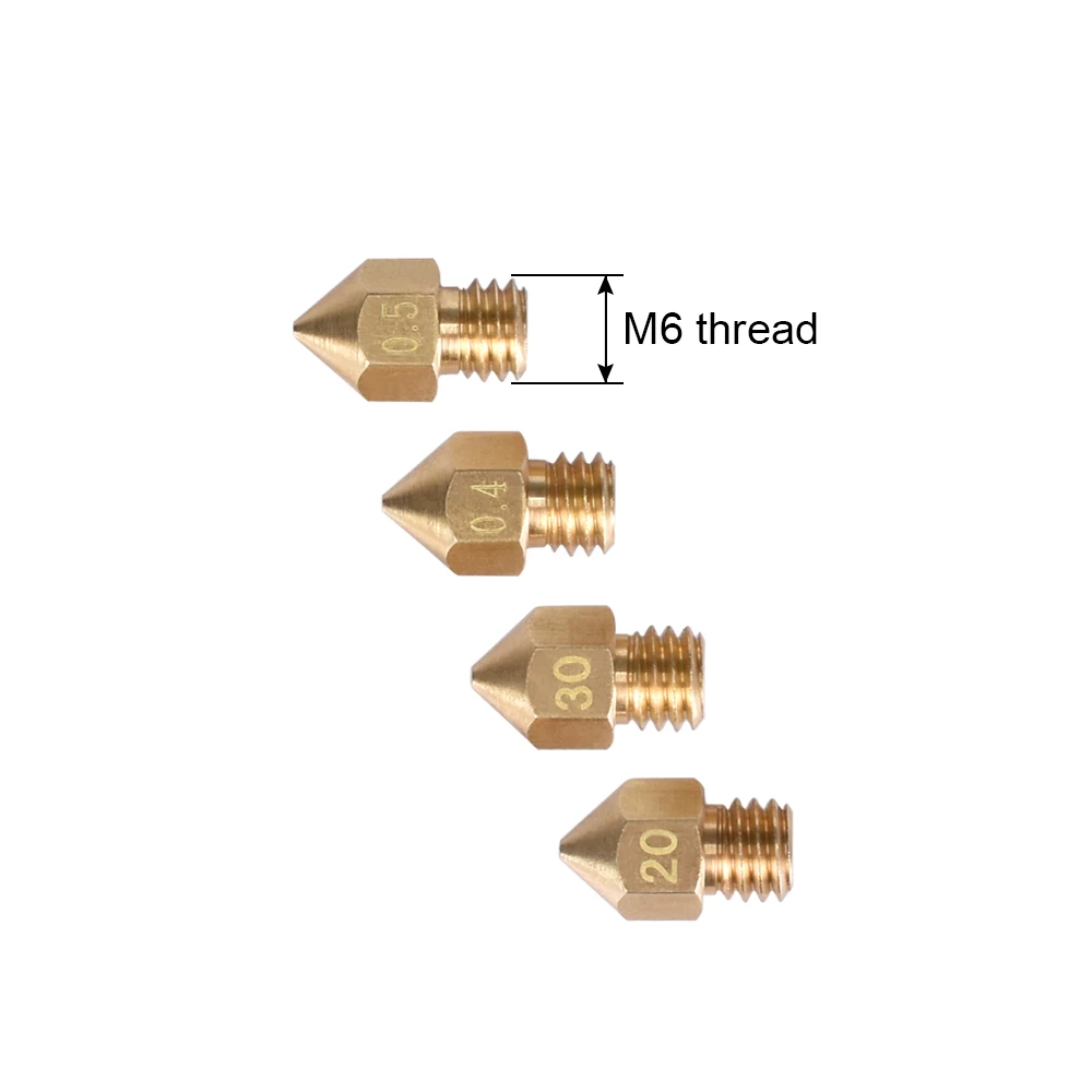 1/5PC MK8 Nozzle Mix Sizes Extrusion Head Hotend M6 Nozzle 0.3mm/0.4mm/0.5mm For 3D Printer 1.75MM Filament 3D Printer Parts
1/5PC MK8 Nozzle Mix Sizes Extrusion Head Hotend M6 Nozzle 0.3mm/0.4mm/0.5mm For 3D Printer 1.75MM Filament 3D Printer Parts