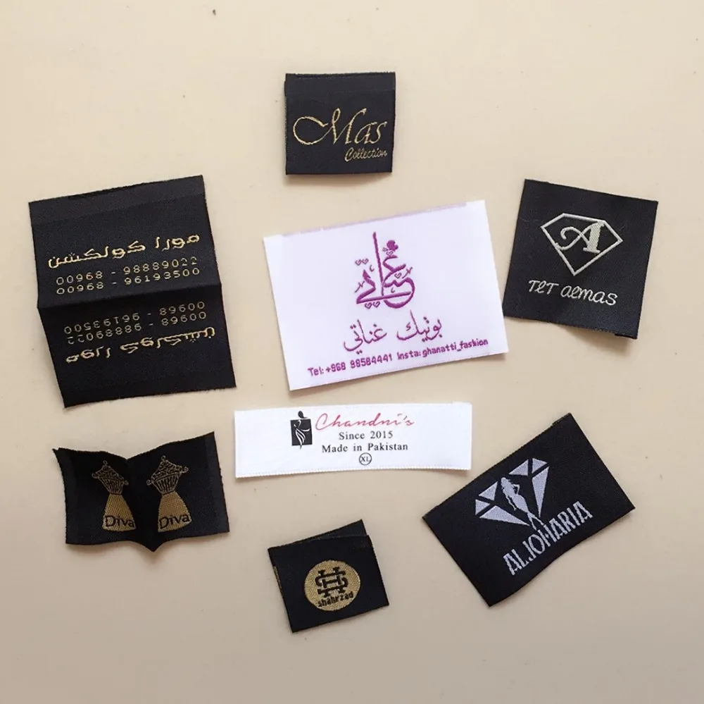 Diy print satin custom garment labels tags woven clothing labels customized logo size designs
Diy print satin custom garment labels tags woven clothing labels customized logo size designs