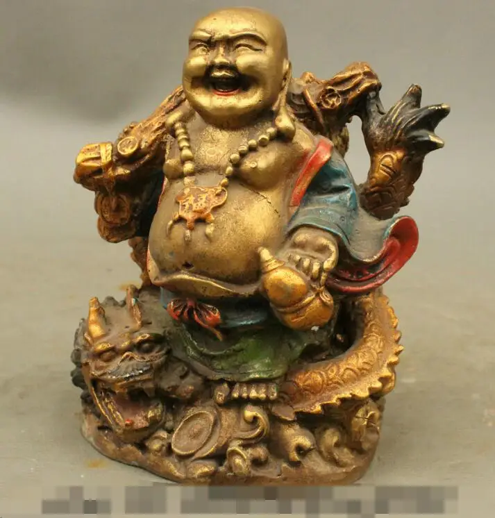 S03232 Chinese Bronze Painting Technics Buddhism Happy Laugh Dragon Maitreya Statue
S03232 Chinese Bronze Painting Technics Buddhism Happy Laugh Dragon Maitreya Statue