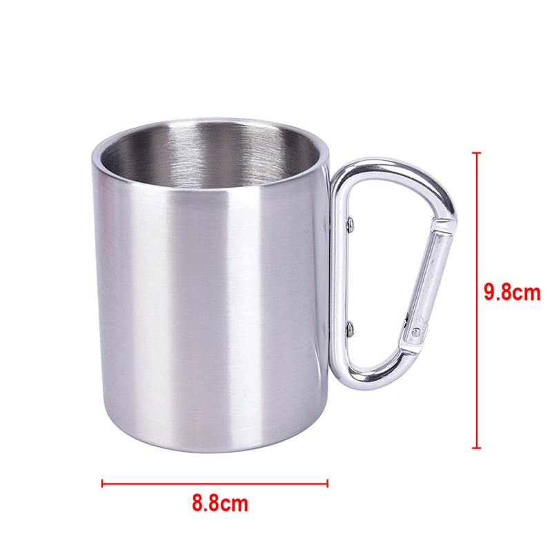 Portable 450ml Stainless Steel CupOutdoor Camping Cooking Picnic Tableware Double Wall Mug with Carabiner Hook Handle
Portable 450ml Stainless Steel CupOutdoor Camping Cooking Picnic Tableware Double Wall Mug with Carabiner Hook Handle