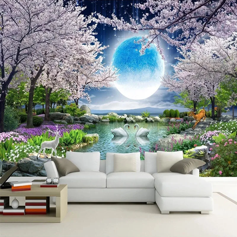 Self-Adhesive Waterproof Mural Wallpaper 3D Moon Cherry Blossom Tree Swan Landscape Fresco Living Room Removable Wall Stickers
Self-Adhesive Waterproof Mural Wallpaper 3D Moon Cherry Blossom Tree Swan Landscape Fresco Living Room Removable Wall Stickers
