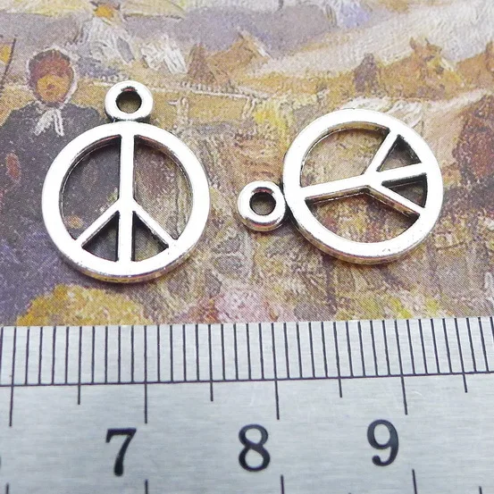 100pcs Charm Peace symbol pendants 14*18mm Antique silver Handmade Jewelry findings Making DIY Alloy accessories Hot gift
100pcs Charm Peace symbol pendants 14*18mm Antique silver Handmade Jewelry findings Making DIY Alloy accessories Hot gift