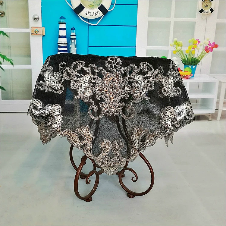 European Black Embroidery Sequins Beaded Tablecloths Electrical Furniture Dustproof Table Cloths Christmas Wedding Decoration
European Black Embroidery Sequins Beaded Tablecloths Electrical Furniture Dustproof Table Cloths Christmas Wedding Decoration