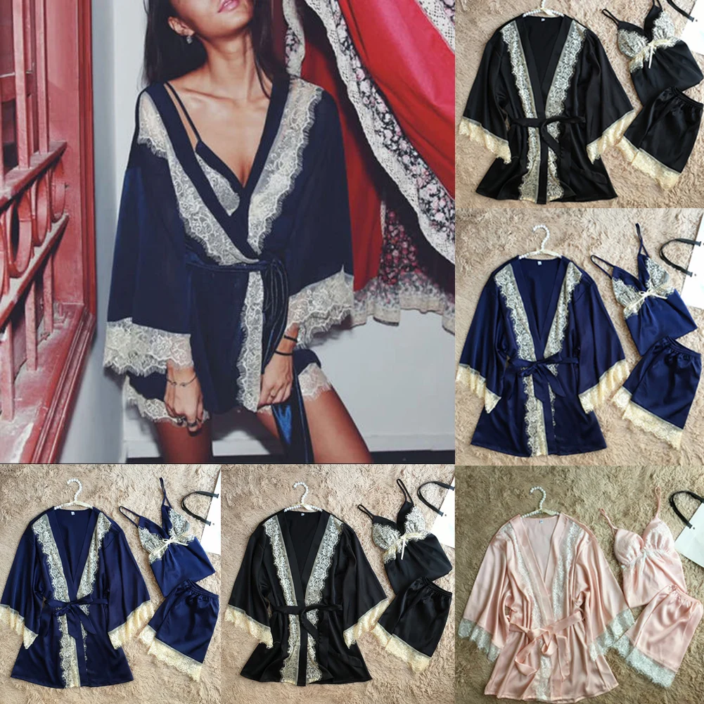 2019 Brand New Summer Ladies Women Sexy Slim 3pcs Satin Lace Sleeveless Sleepwear Babydoll Lingerie Nightdress Pajamas Set
2019 Brand New Summer Ladies Women Sexy Slim 3pcs Satin Lace Sleeveless Sleepwear Babydoll Lingerie Nightdress Pajamas Set