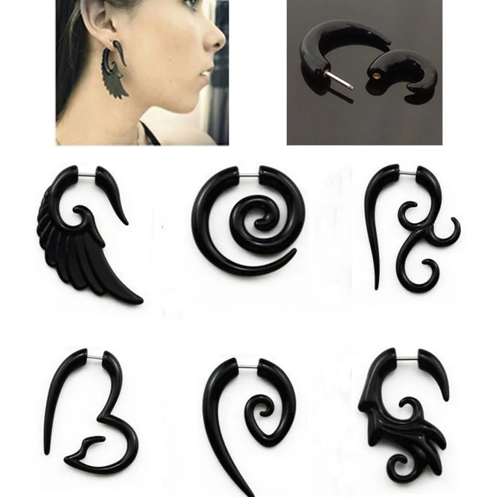 2 шт. акриловые черные поддельные серьги расширители закрученные спиральные