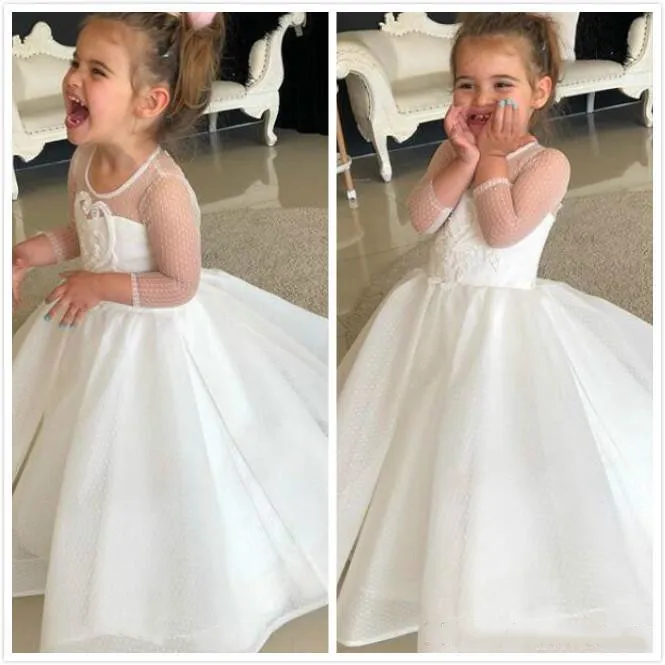 Lace Pearls Flower Girl Dresses Sheer Neck Long Sleeves Little Princess Pageant Birthday Gowns Custom Made
Lace Pearls Flower Girl Dresses Sheer Neck Long Sleeves Little Princess Pageant Birthday Gowns Custom Made