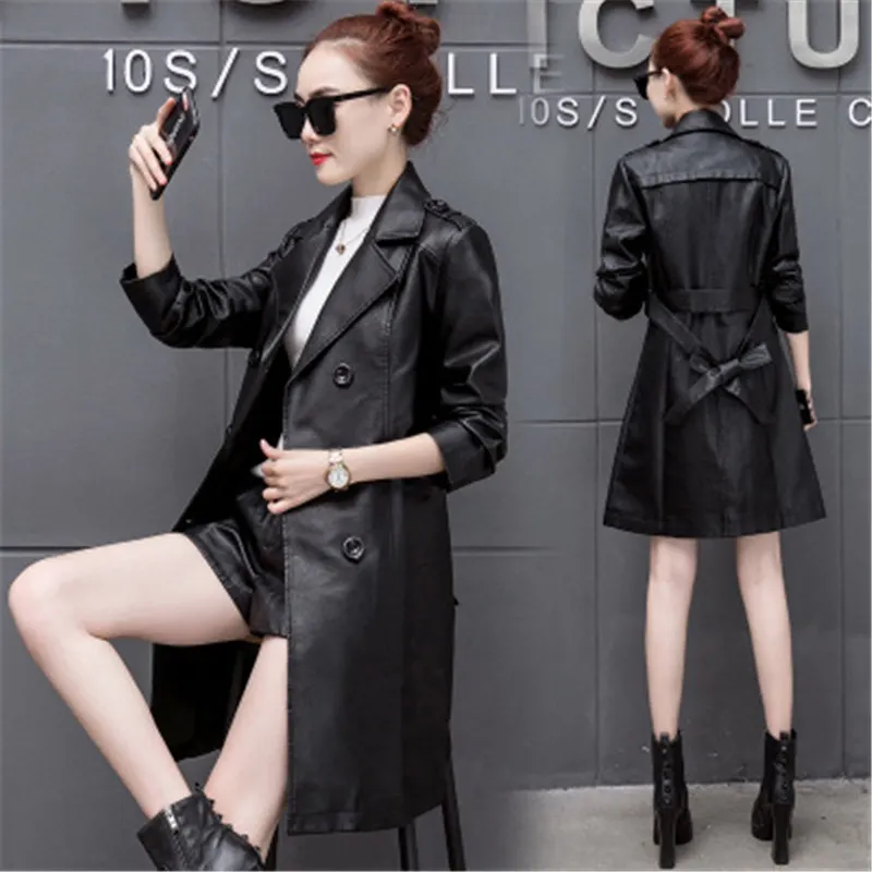 Leather women's coat spring autumn Korean version of the self-cultivation black waist female PU big size leather windbreaker
Leather women's coat spring autumn Korean version of the self-cultivation black waist female PU big size leather windbreaker