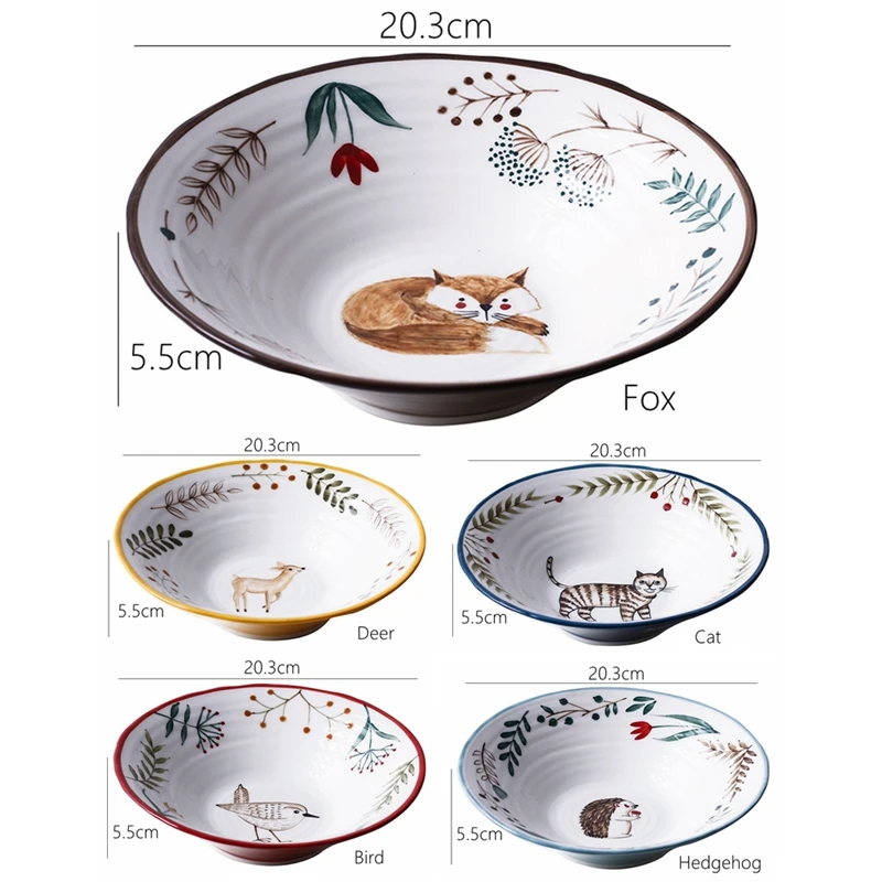 Cartoon Animal Ceramic Bowl Dinner Noodle Bowl Microwave Oven Heating Large Bowl Dessert Fruit Snack Flower Dinnerware Set
Cartoon Animal Ceramic Bowl Dinner Noodle Bowl Microwave Oven Heating Large Bowl Dessert Fruit Snack Flower Dinnerware Set