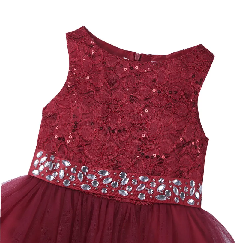 Кружевное Сетчатое платье без рукавов с блестками для девочек принцессы бальное