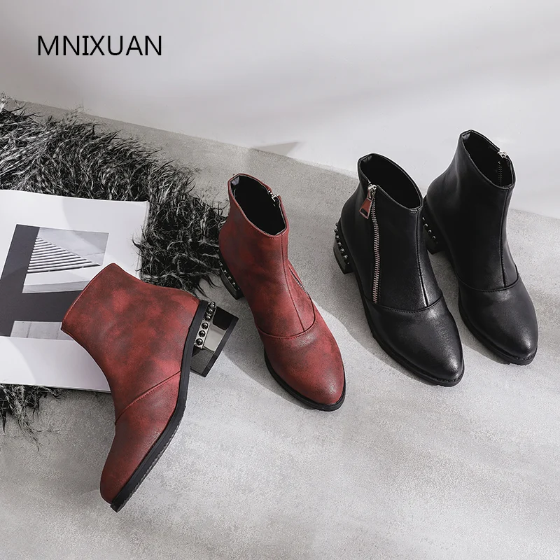 MNIXUAN/Новое поступление 2019 года удобные модные зимние женские ботинки короткие