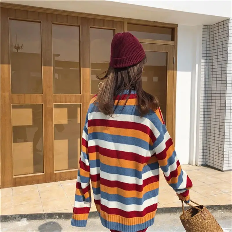 women's clothing 2019 new arrival women spring autumn o-neck loose color stripe sweaters coats ladies casual pullovers sweater
women's clothing 2019 new arrival women spring autumn o-neck loose color stripe sweaters coats ladies casual pullovers sweater