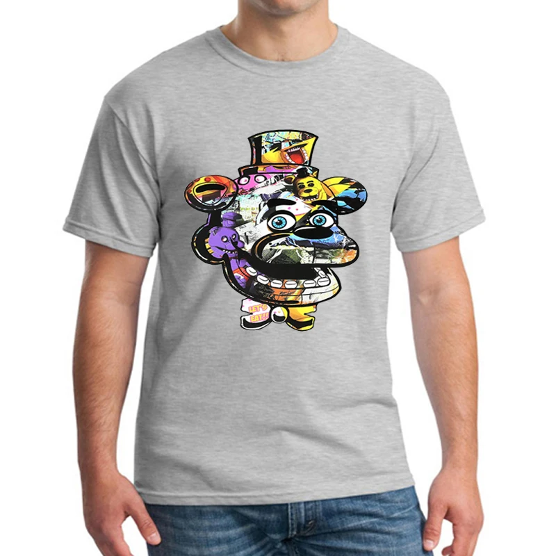 Футболки Fnaf футболка с принтом пять ночей Фредди Мужская одежда летняя короткими