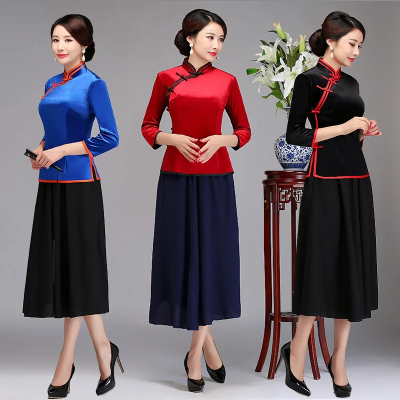 Black Vintage Chinese Blouse Skirt Sets Womens Shirt Tops Mandarin Collar 2pc Clothing Summer Cheongsam Qipao Dress Size M-XXXL
Black Vintage Chinese Blouse Skirt Sets Womens Shirt Tops Mandarin Collar 2pc Clothing Summer Cheongsam Qipao Dress Size M-XXXL
