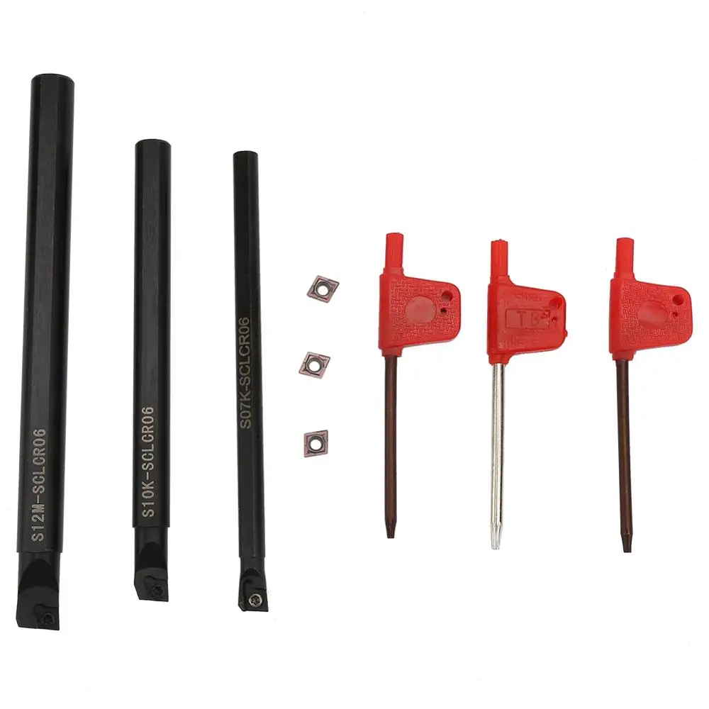 3-pcs Set S07K+S10K+S12M-SCLCR06 Lathe Boring Bar Turning Tool Holder + 10Pcs CCMT 060204 Inserts With wrench Turning Tools
3-pcs Set S07K+S10K+S12M-SCLCR06 Lathe Boring Bar Turning Tool Holder + 10Pcs CCMT 060204 Inserts With wrench Turning Tools