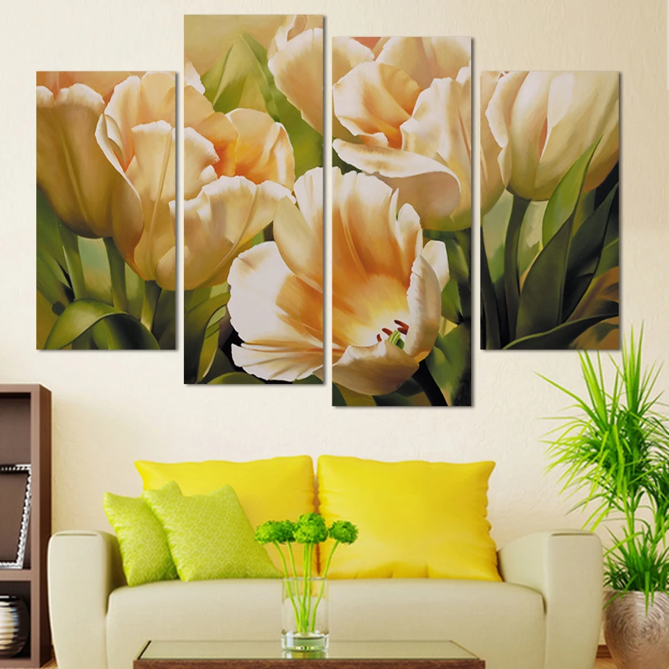 Fashion 4 Panel Wall Art print Painting On Canvas oil painting tulip flower Paintings for living room decoration pictures
Fashion 4 Panel Wall Art print Painting On Canvas oil painting tulip flower Paintings for living room decoration pictures