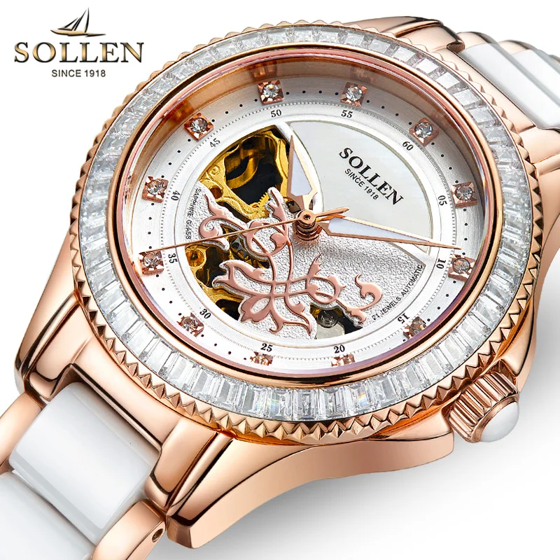Luxury Women Crystals Watches Self-winding Automatic Wristwatch Ceramic Bracelet Watch Analog Hollow Montres Femmes Reloj 3Bar
Luxury Women Crystals Watches Self-winding Automatic Wristwatch Ceramic Bracelet Watch Analog Hollow Montres Femmes Reloj 3Bar
