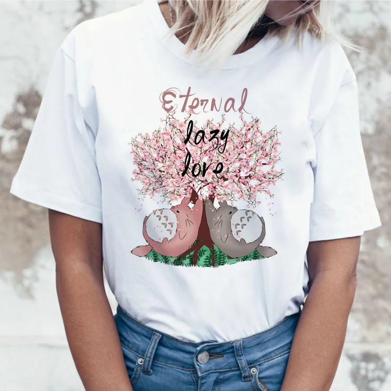 Totoro футболка Женская Топ футболки студия Ghibli kawaii 90s Графический harajuku Miyazaki Hayao
