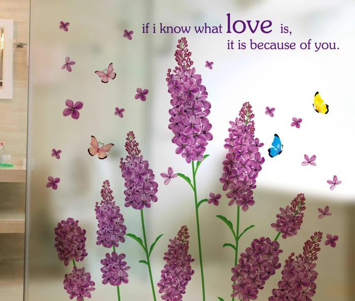 60*58 см Love Story фиолетовая стеклянная пленка бабочка матовые стеклянные наклейки на