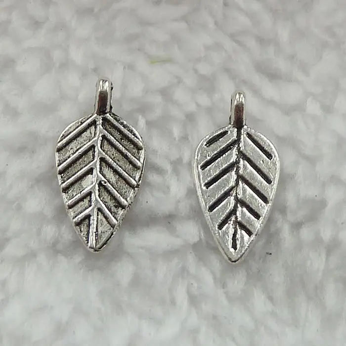 520 штук античные серебряные подвески в виде листьев 19x9 мм #344|silver leaf charm|charmed giftscharm
