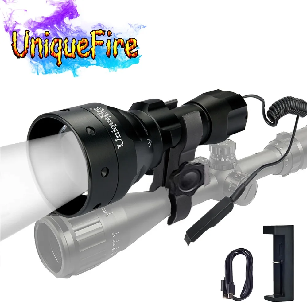 UniqueFire 1503 Lamp Troch 940nm T50 Powerful Infrared Flashlight Tactical Lantern with Tail Switch, Scope Mount, USB Charger
UniqueFire 1503 Lamp Troch 940nm T50 Powerful Infrared Flashlight Tactical Lantern with Tail Switch, Scope Mount, USB Charger