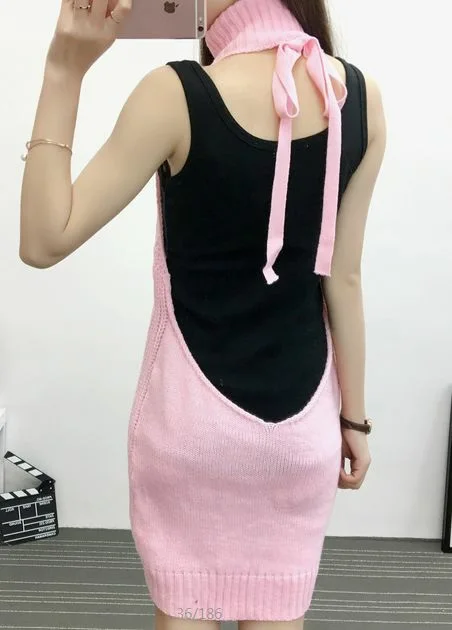 Женский свитер длинный с высоким горлом и открытой спинкой 2017|cosplay costume|costume