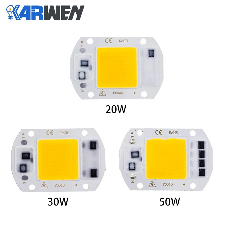 KARWEN светодиодный чип COB лампа 10 Вт 20 30 50 220 В реальная мощность вход IP65 Y27 для