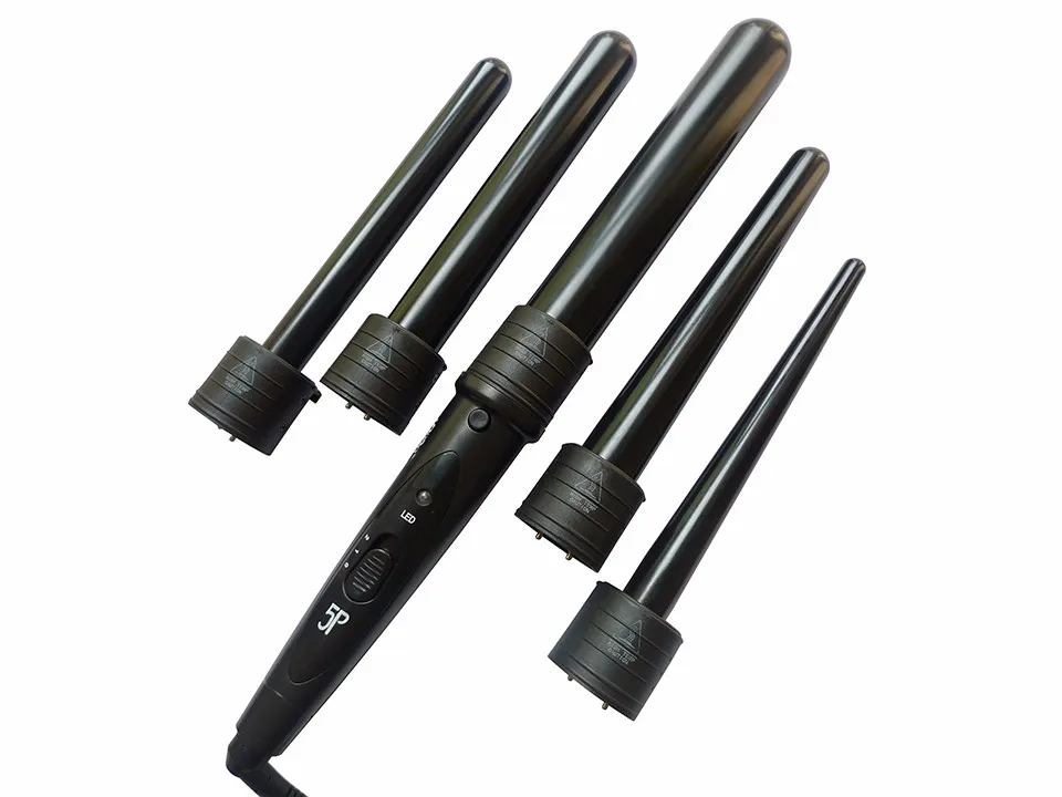 Pro 5 Part Hair Curling Iron Machine 5P Ceramic Hair Curler Set 5 Sizes 09-32mm Curling Wand Rollers with Glove #1609 
Pro 5 Part Hair Curling Iron Machine 5P Ceramic Hair Curler Set 5 Sizes 09-32mm Curling Wand Rollers with Glove #1609