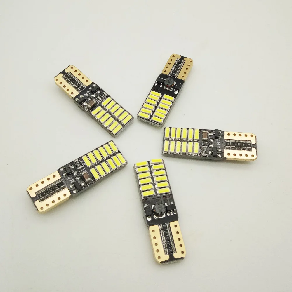 50X светодиодный ные лампы canbus без Ошибок t10 24SMD 4014 3014 Светодиодные янтарные 12В-24В