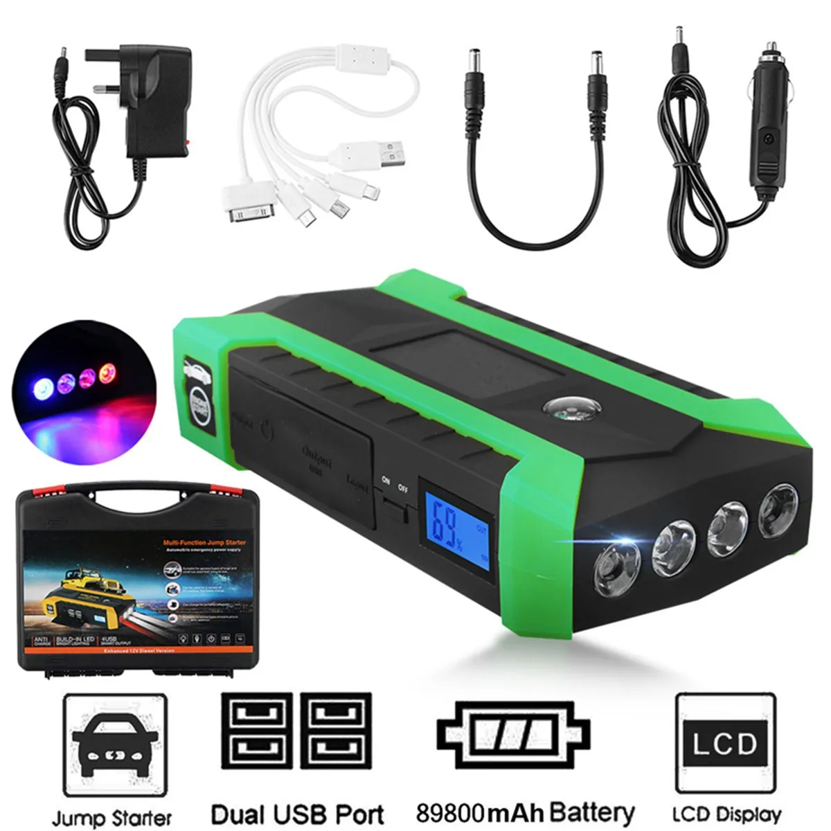 89800mAh 600A 12V Car Jump Starter Portable Car Battery Booster Charger Booster Power Bank Starting Device Petrol Diesel Car
89800mAh 600A 12V Car Jump Starter Portable Car Battery Booster Charger Booster Power Bank Starting Device Petrol Diesel Car