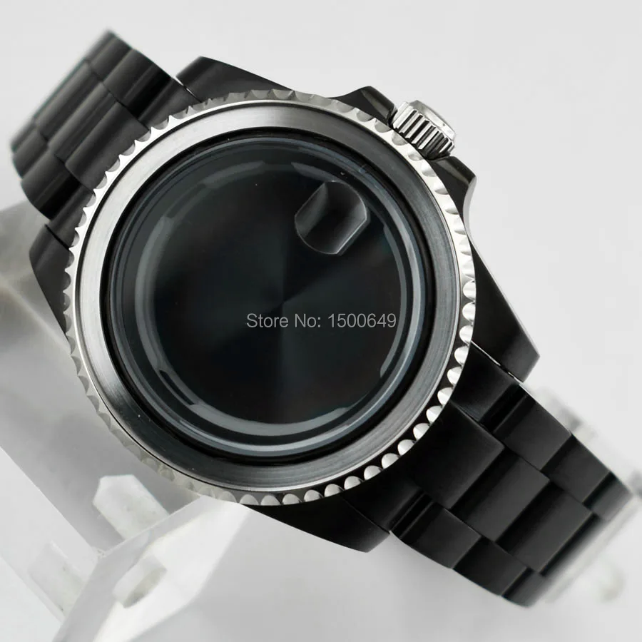 40mm BLACK Watch Case date PVD STEEL strap 1xcase+1xbezel+1xstrap fit ETA 2836/Mingzhu DG2813/3804 Automatic mechanical movement
40mm BLACK Watch Case date PVD STEEL strap 1xcase+1xbezel+1xstrap fit ETA 2836/Mingzhu DG2813/3804 Automatic mechanical movement