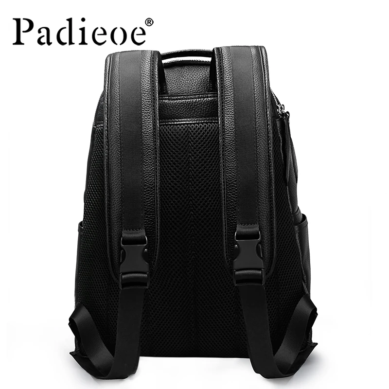 Мужской рюкзак Padieoe Черный Повседневный дизайнерский из натуральной кожи в