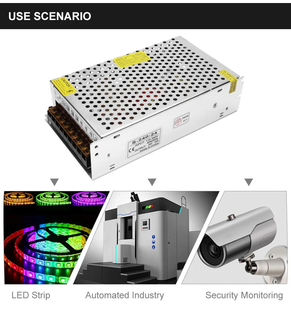 AC 110 V-220 V DC/DC 24V 1A 2A 3A 5A 10A 15A переключатель Питание Драйвер адаптер Светодиодные