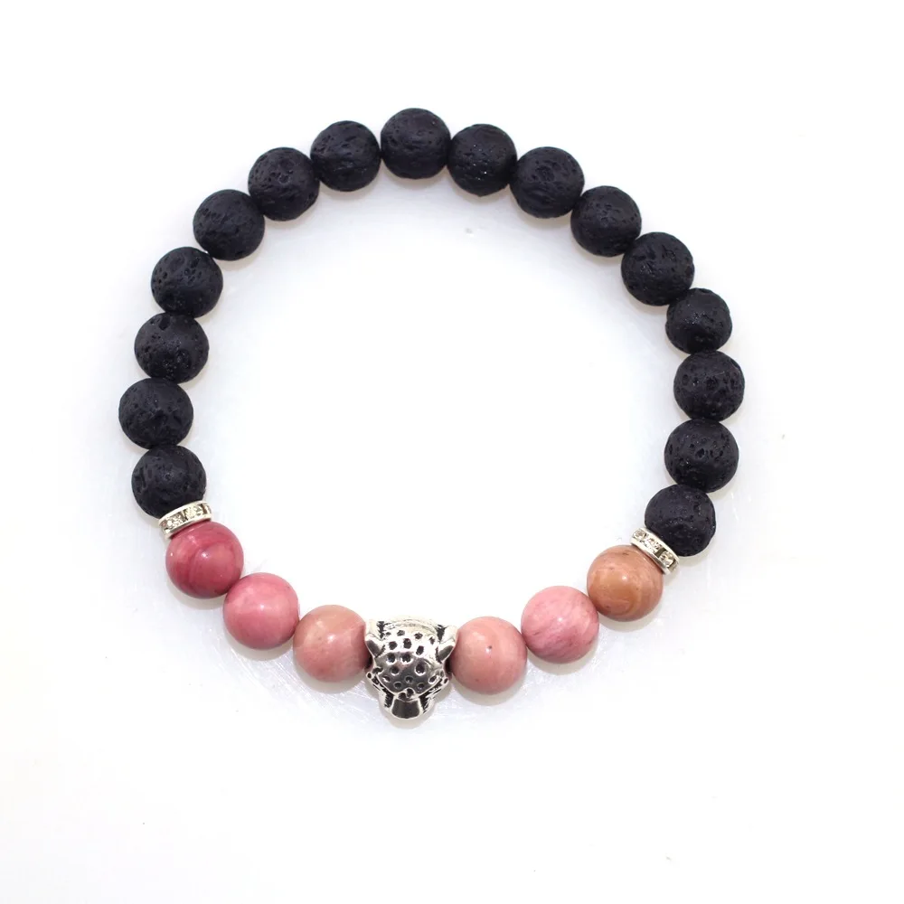 New design hot selling leopard Alloy Woodgrain Volcanic Rock Birthday Gift natural stone elastic Bracelets Pulsera de mujer | Украшения и