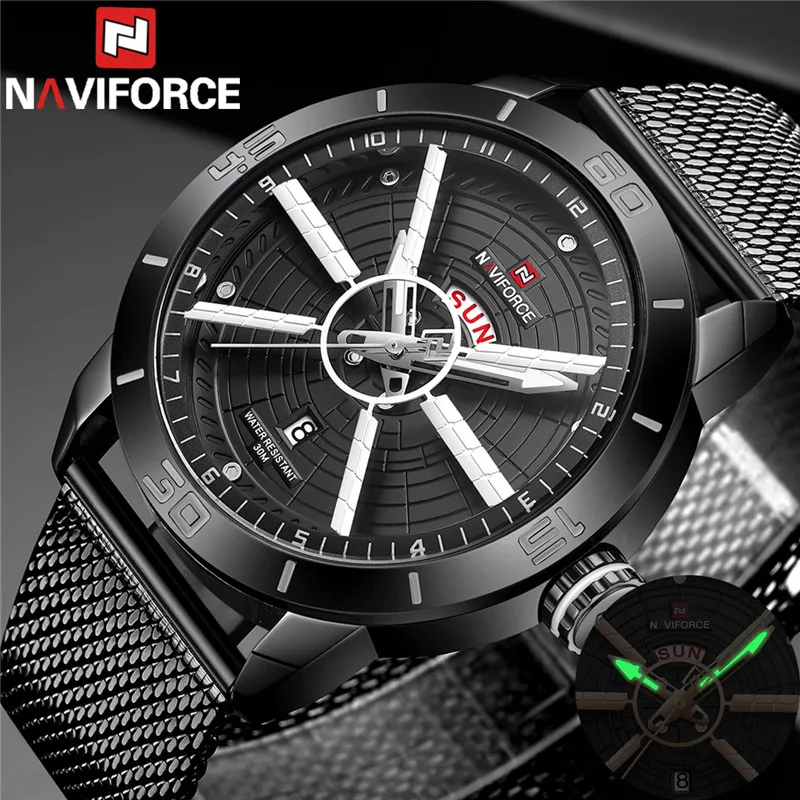 Relogio Masculino NAVIFORCE мужские часы спортивные водонепроницаемые наручные военные