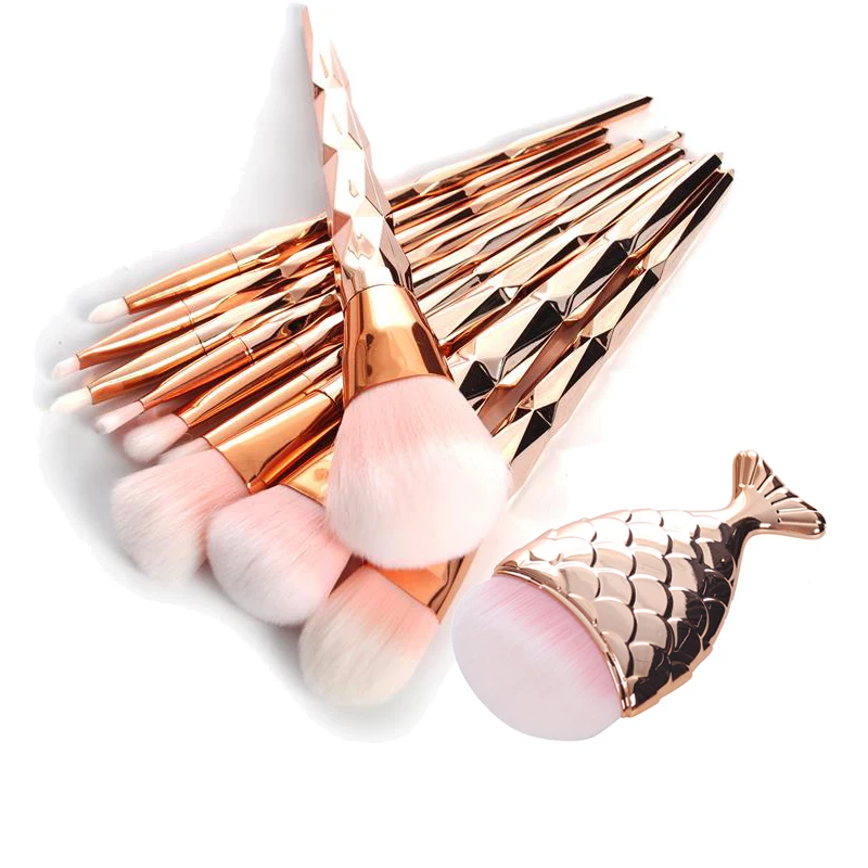 11Pcs Mermaid Fish Tail Shaped Diamond Rose Gold Makeup Brush Set Foundation Powder Cosmetics Brush Rainbow Eyeshadow Brushes 30
11Pcs Mermaid Fish Tail Shaped Diamond Rose Gold Makeup Brush Set Foundation Powder Cosmetics Brush Rainbow Eyeshadow Brushes 30