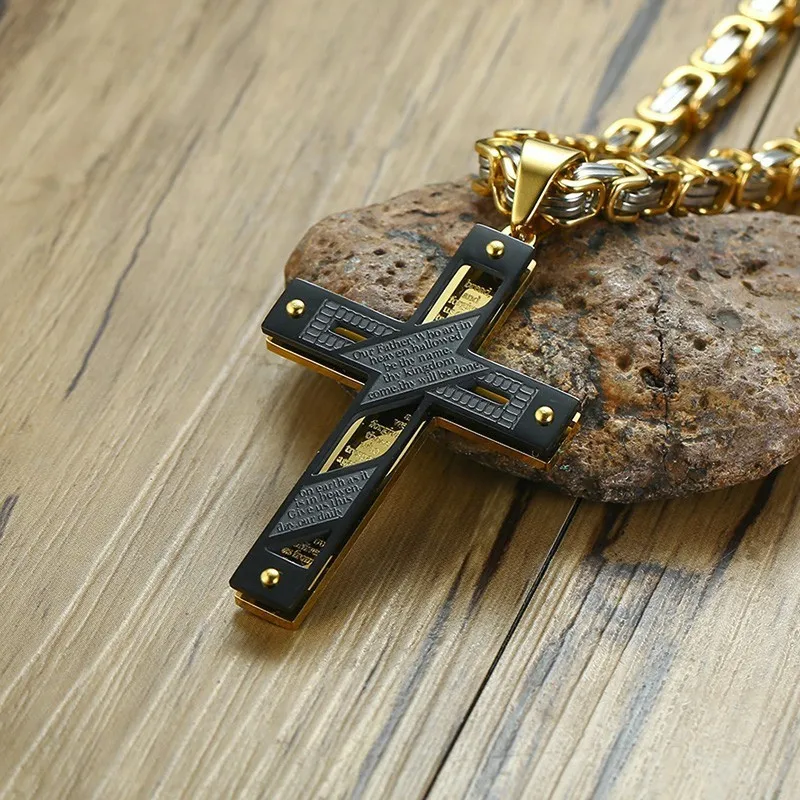"Our Father"Cross Pendant Necklace for Men Stainless Steel Heavy Byzantine Chain Christian Male Jewelry 24" inch
"Our Father"Cross Pendant Necklace for Men Stainless Steel Heavy Byzantine Chain Christian Male Jewelry 24" inch